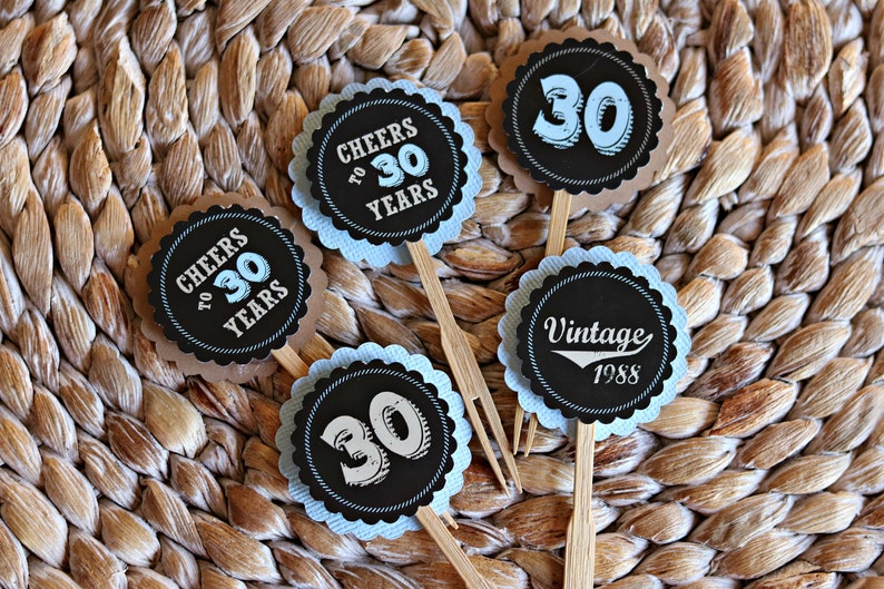 30th Birthday Decorations Mini Cupcake Toppers Appetizer Etsy