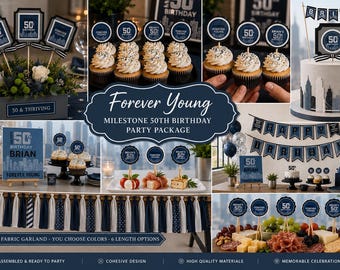 50th Birthday Party Package, FOREVER YOUNG, 7 Piece Party Package - Fully Assembled!