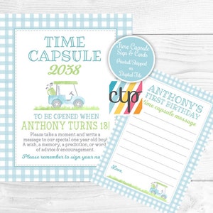 Golf Birthday, Time Capsule Set, A Hole in ONE, Golf Par-Tee, First Birthday Sign + Guest Cards, Wish Cards