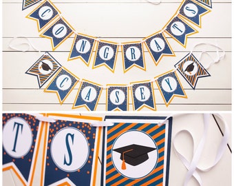 Personalized Congrats NAME Graduation Banner, Custom Made with YOUR School Colors!
