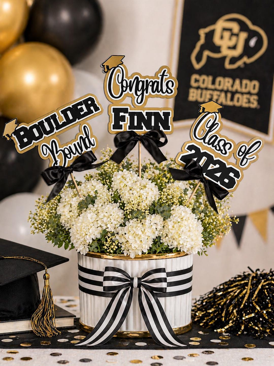 Graduation Procession Stick Graduation Celebration Centerpiece Sticks, Grad Table Décor, Set of 3 ...