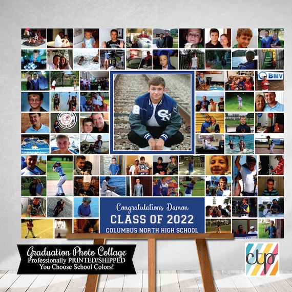 Personalized Graduation Gift, Grad Photo Collage, Class of 2023 Party Decoration, Picture Collage, Custom Made from your Photographs! Il_570xn