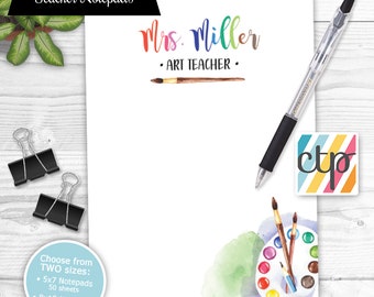 Gifts for Teachers, Personalized Teacher Notepad, Art Teacher Gift, End of Year Teacher Gift, Artist Gift - Style: Artist