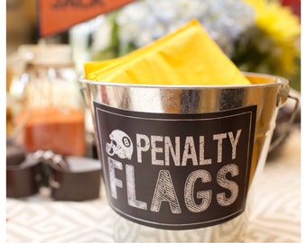 BOY SPORTS THEME, Football Birthday Party Decor, Penalty Flags Label, Football decoration, Sports Birthday Decor, Chalkboard Sign