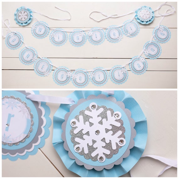 Winter ONEderland Birthday Banner, Boy 1st Birthday, Winter Birthday Party Decorations, Snowflake Banner Il_570xn