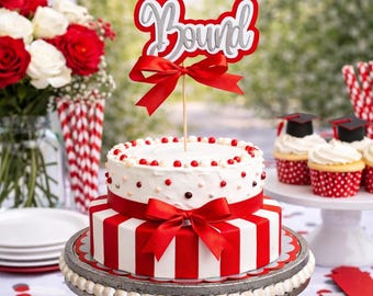 Custom Graduation Cake Topper, College Name Bound, You Choose Colors!