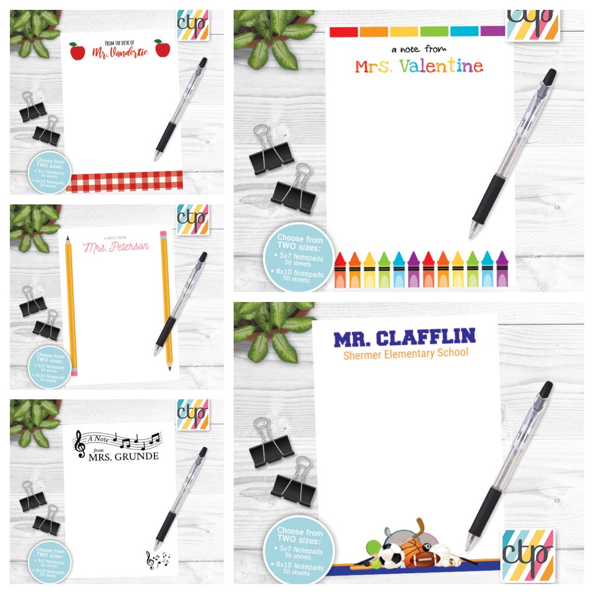 Personalized Stationery Teacher Notepad Teacher Appreciation Etsy