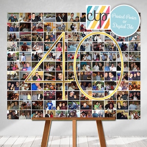 Personalized 40th Birthday Gift, Number Photo Collage, 40th Party Decoration, Picture Collage, Custom Made from your Photographs!
