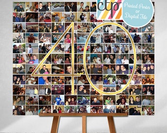 Personalized 40th Birthday Gift, Number Photo Collage, 40th Party Decoration, Picture Collage, Custom Made from your Photographs!