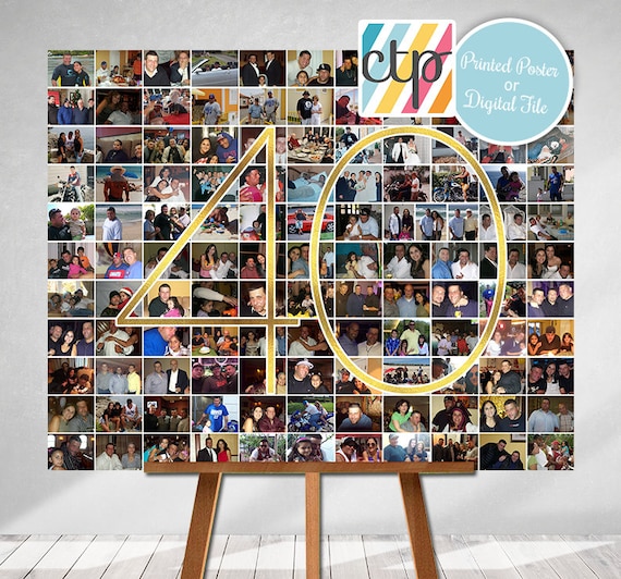 Personalized 40th Birthday Gift Number Photo Collage 40th Party