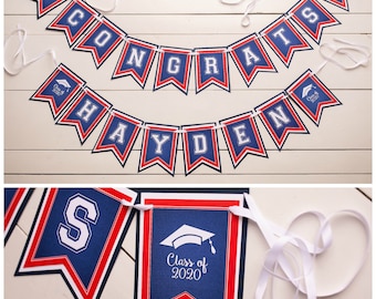 Personalized Congrats NAME Graduation Banner, Custom Made with YOUR School Colors!