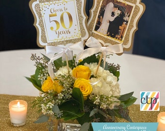 Golden Anniversary Centerpiece, 50th Anniversary, Party Decorations, 50th Wedding Anniversary, Golden Years, Fully Assembled