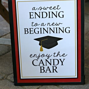 GRADUATION CANDY BUFFET, Candy Bar Sign, Grad Candy Bar, Graduation Food Labels, Graduation Supplies, Class of 2025, Red and Black