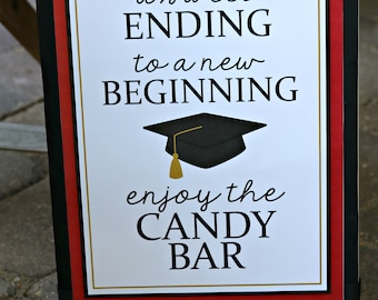 GRADUATION CANDY BUFFET, Candy Bar Sign, Grad Candy Bar, Graduation Food Labels, Graduation Supplies, Class of 2024, Red and Black