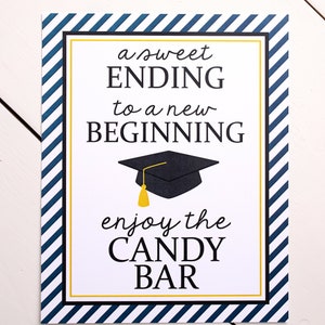 Graduation Candy Bar Sign, A Sweet Ending To A New Beginning, Grad Candy Bar, Class of 2023, You Choose Colors!