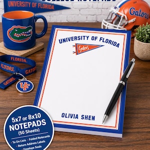 College Notepad - Personalized with Name, University Name, Mascot and Colors!