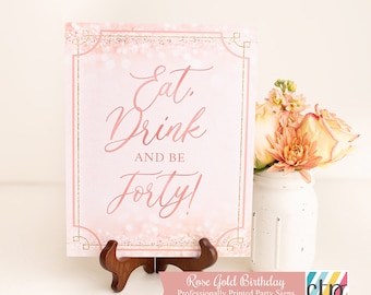 40th Birthday Sign, Custom Sign, Rose Gold, For Her,