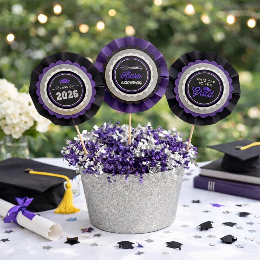 Graduation Procession Stick Centerpiece Sticks for Graduation Celebration. Set of 3 - You Choose ...