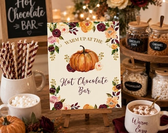 Hot Chocolate Bar Sign | Personalized Little Pumpkin Birthday Party Sign