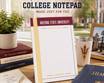 Personalized College Notepad | Any School | Graduation Gift | Dorm Desk Pad