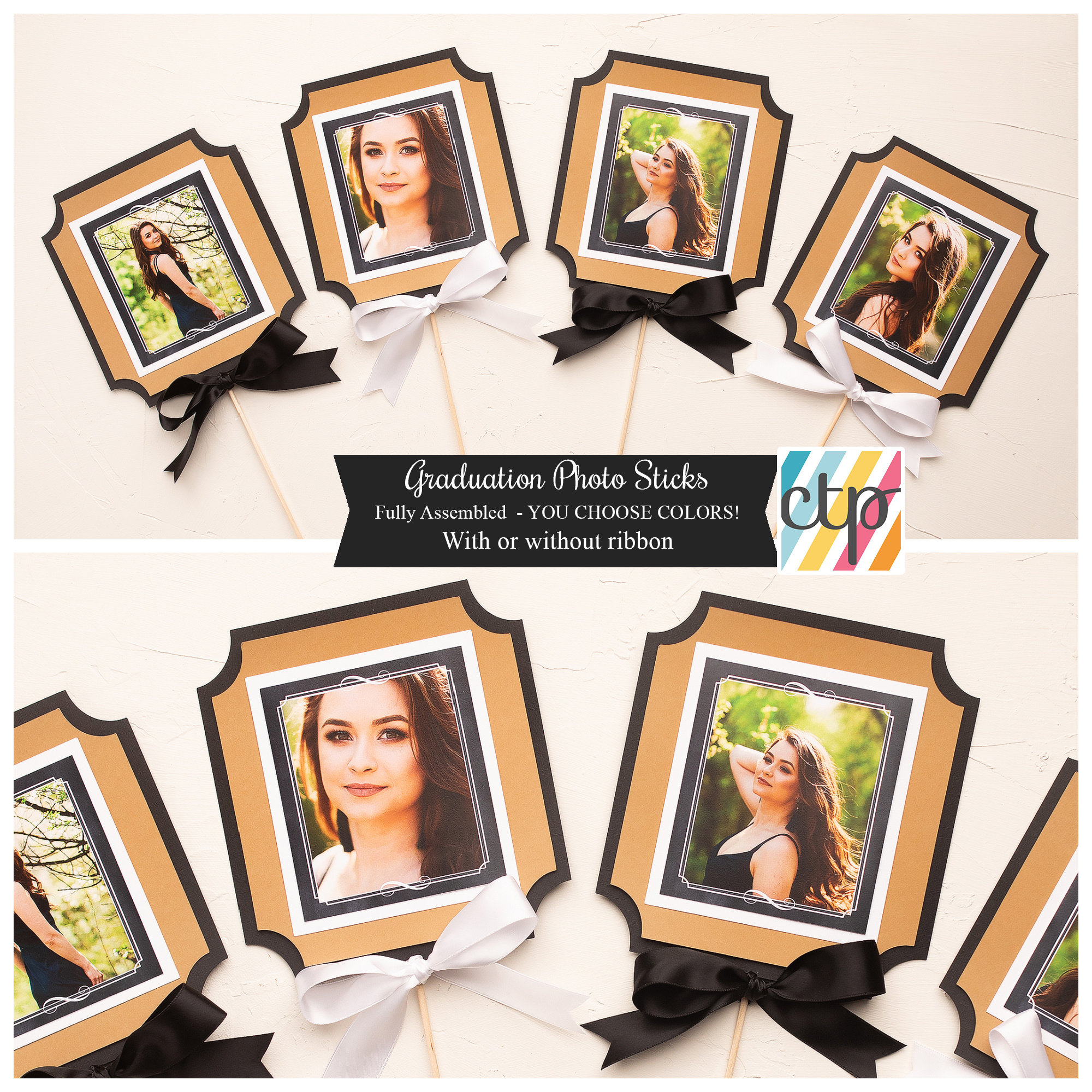 Graduation Procession Stick Custom Photo Centerpiece Stick Set for Graduation Party, Any School ...