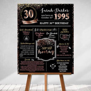 PRINTED 30th birthday poster, Back in 1995, What Happened in 1995, 30th Birthday Decorations, Rose Gold, 30th Party Decor, Vintage 1995