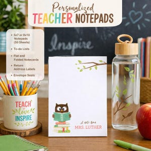 Personalized Teacher Notepads, Wise Owl, Personalized with Teacher's Name