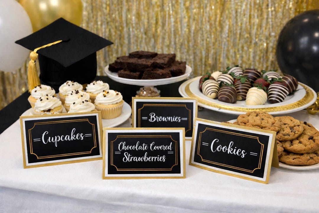 Table Label Graduation Food Labels for Graduation Celebration - Customized With Your Text ...