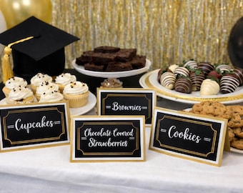 Food Labels for Graduation Celebration - Customized with your text, Professionally Printed!