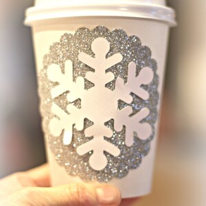 WINTER WONDERLAND, ONEderland Birthday Party Hot Cocoa Cups.  White, Silver, Snowflake party decoration.  Hot Chocolate / Coffee