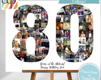 Photo Collage for 80th Birthday, Personalized 80th Birthday Gift, Custom Made from your Photographs!