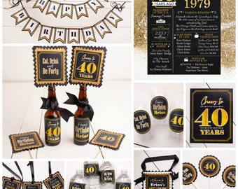 Centro de mesa del 40 cumpleaños etiquetas de cerveza - Etsy España