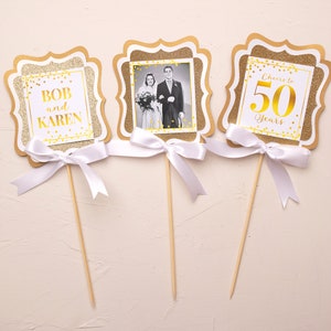 Golden Anniversary Centerpiece, Printable, 50th Anniversary Party Decorations, Golden Years, Digital File image 5