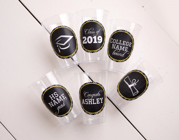 Graduation Party Cups Graduation Decorations 2021 Custom Party Favors Class of 2021 Personalized Plastic Cups