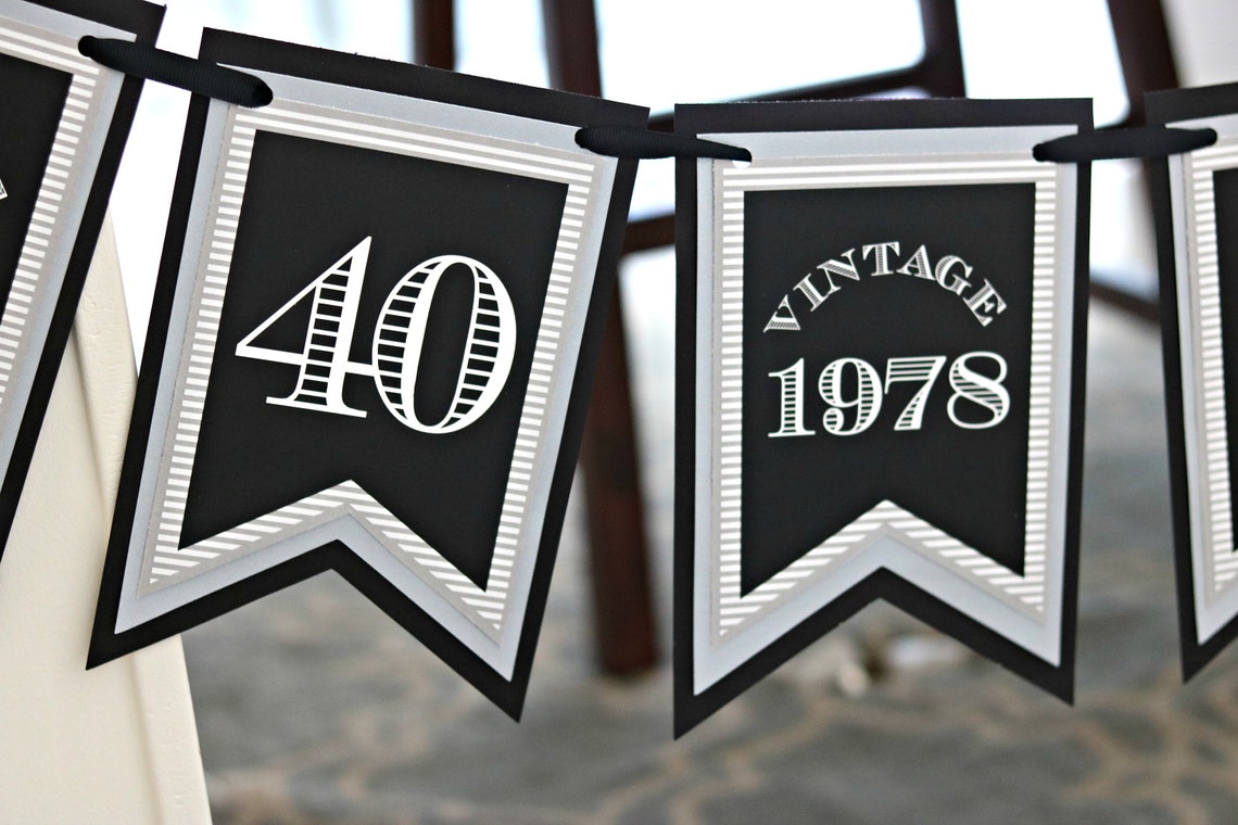 40TH BIRTHDAY PARTY Banner Happy Birthday 40th Party Banner | Etsy