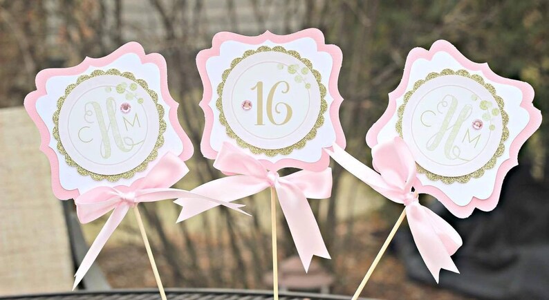 Birthday Banner Gold Glitter Name Banner Blush and Gold Glam Birthday PINK AND GOLD Banner Pink Baby Shower Welcome Baby Banner