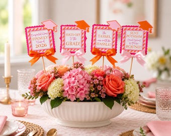 Centerpiece Sticks for Graduation Celebration, Fun Sayings, Personalized and Custom made in YOUR School Colors!