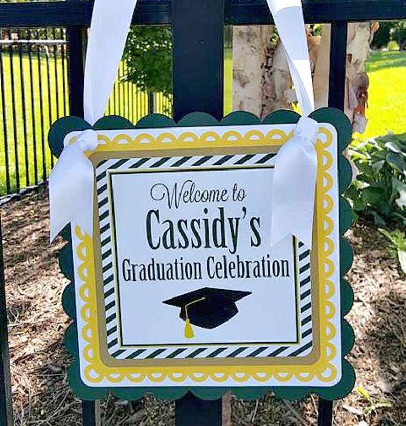 GRADUATION PARTY DECORATIONS, Graduation Centerpiece. Custom Graduation Decor. Grad Centerpiece. Grad Decor, Green and Yellow image 6