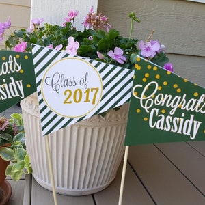 Custom Graduation Pennant Flag Centerpiece, Set of 3, ANY School Colors!