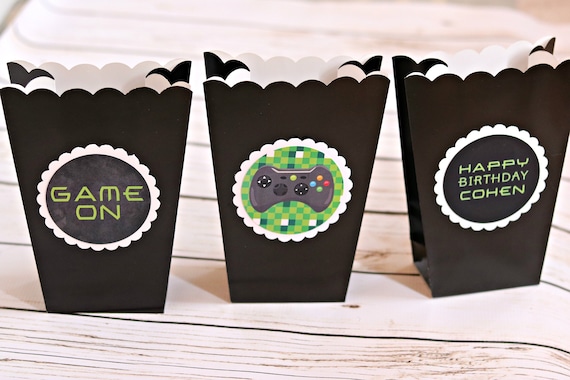 VIDEO GAME BIRTHDAY Popcorn Boxes, Treat Cups, Treat Boxes, Popcorn Bar Gamer Party, Game Truck Party, Fully Finished Video Game Decorations Il_570xn