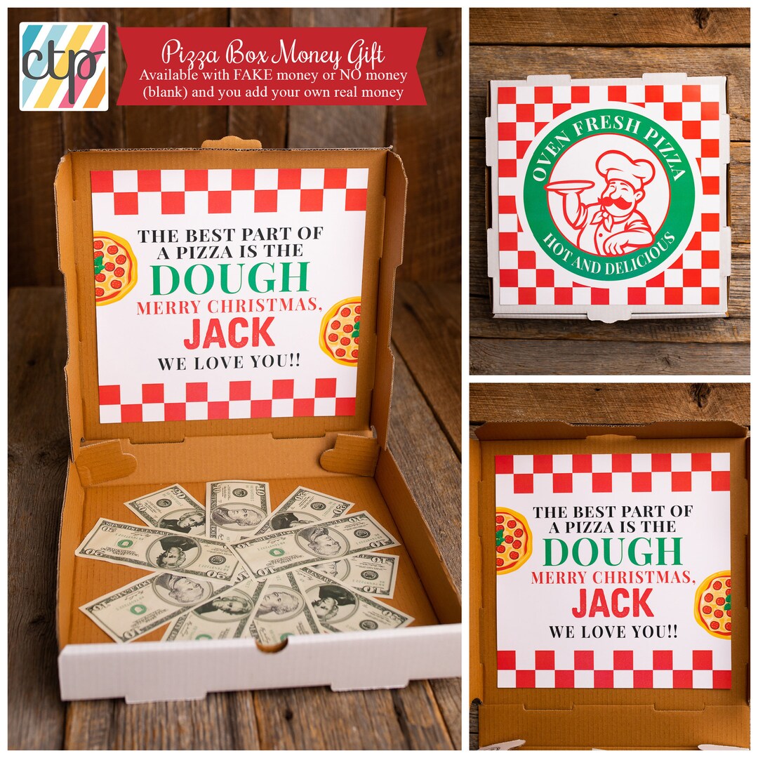 Pizza Box Money Gift Personalized With Name Ready Made Pizza Etsy
