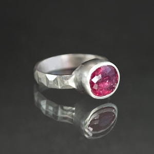 Pink Tourmaline Oval Frusta Ring, Size 8
