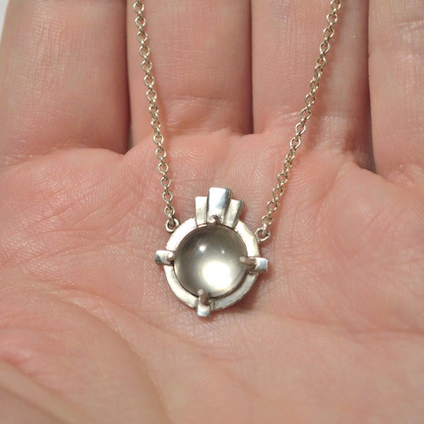 Art Deco Quartz Necklace in Sterling Silver and Quartz