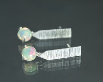 Ethiopian Opal Dart Earrings in Sterling Silver