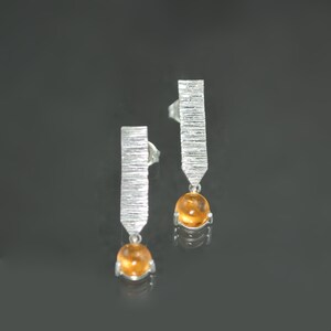 Spessartite Garnet Dart Earrings in Sterling Silver