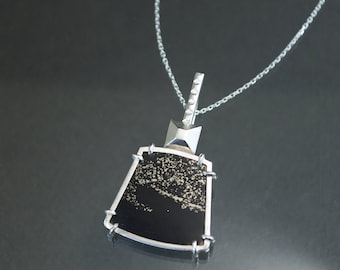 Pyrite in Slate Frusta Pendant in Sterling Silver