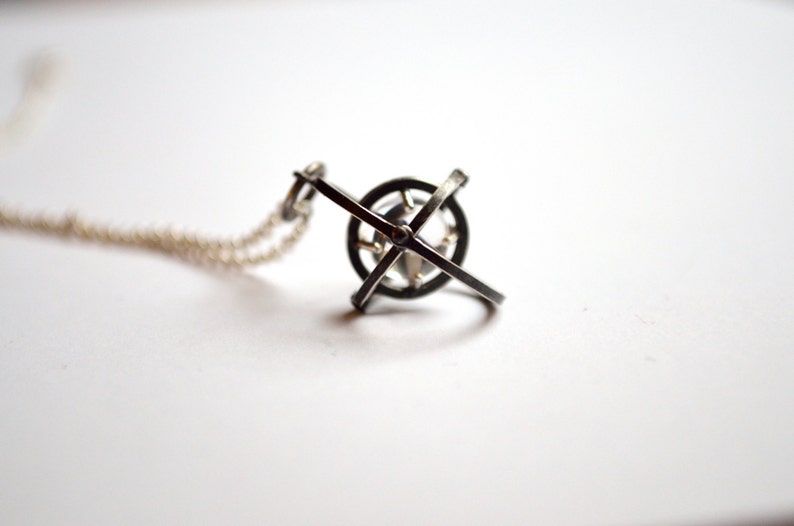 Pools of Light Armillary Orbital Necklace in Sterling Silver image 4