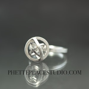 Sphere-in-Sphere Kinetic Ring in Sterling Silver, Made to Order