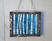 Forêt de bouleaux mosaïque photo/8 x 10 pouces encadrée Art/patiné cadre/rustique hiver Decor/belle mosaïque Art/bouleau/paisible oeuvre