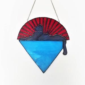 Katzen unter den Sternen Jerry Garcia Band Einzigartige Glasmalerei-Fensterkunst, dankbare tote Kunst Deadhead Dekor, kreative Geschenkidee Deadhead Art